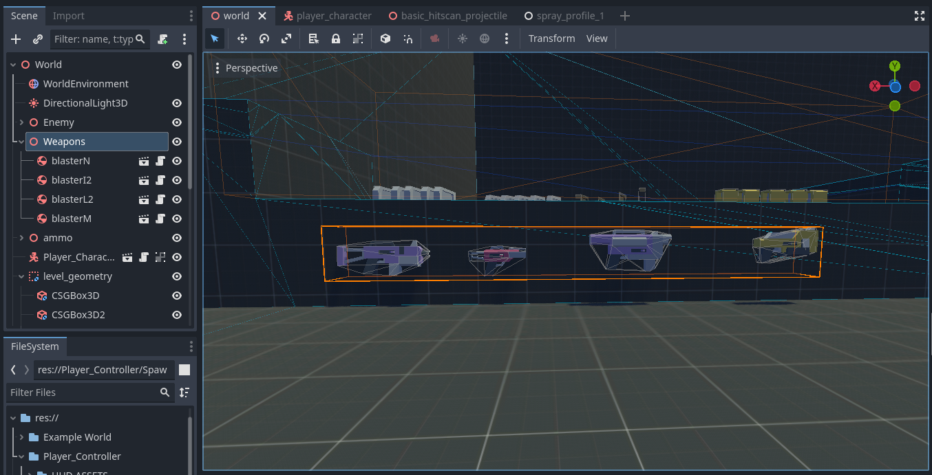 weapon pick ups in the example